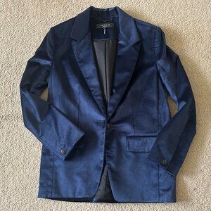 RAG & BONE NEW YORK Monty Boyfriend Blazer Blue Velvet 0